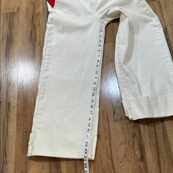 RISEN JEANS WOMENS CREAM WIDE LEG CUFFED JEANS Sz 7/28 - Picture 5 of 12